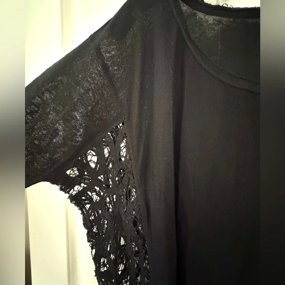 Free People Linen Blend Oversized Crochet Lace Top S